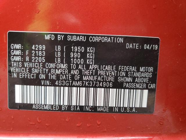 2019 SUBARU IMPREZA SP 4S3GTAM67K3734906