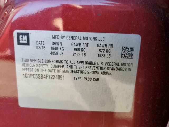 2015 CHEVROLET CRUZE LT 1G1PC5SB4F7224091