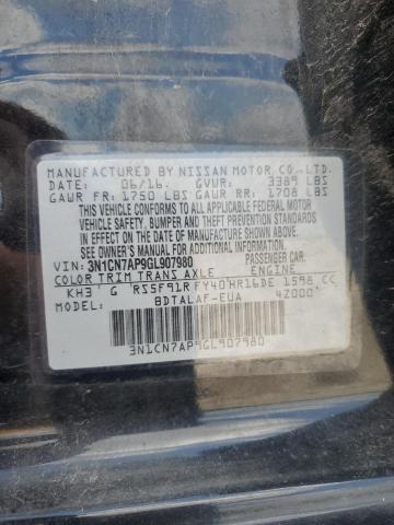 2016 NISSAN VERSA S 3N1CN7AP9GL907980