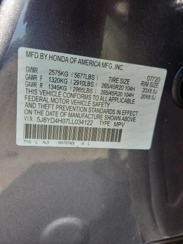 2020 ACURA MDX A-SPEC 5J8YD4H07LL034122