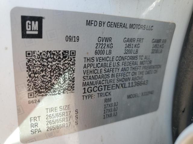 2020 CHEVROLET COLORADO ZR2 1GCGTEENXL1136643