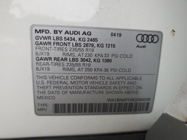 2019 AUDI Q5 PREMIUM PLUS WA1BNAFY0K2099336