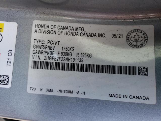 2022 HONDA CIVIC LX - 2HGFE2F22NH101139