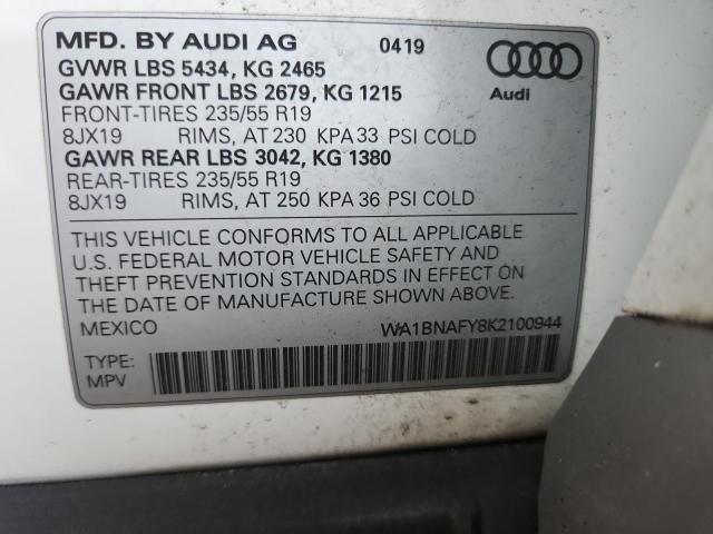 2019 AUDI Q5 PREMIUM WA1BNAFY8K2100944