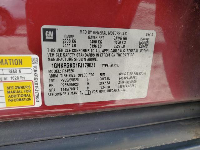 2015 CHEVROLET TRAVERSE LT 1GNKRGKD1FJ179831