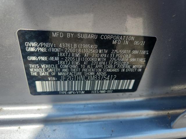 2021 SUBARU CROSSTREK LIMITED JF2GTHNCXM8375412
