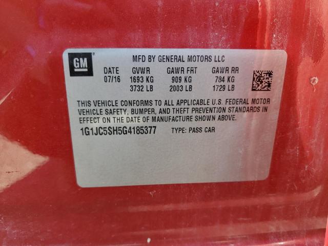 2016 CHEV SONIC LT - 1G1JC5SH5G4185377