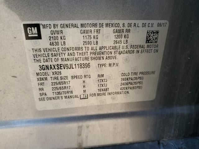 2018 CHEVROLET EQUINOX LT 3GNAXSEV9JL118396