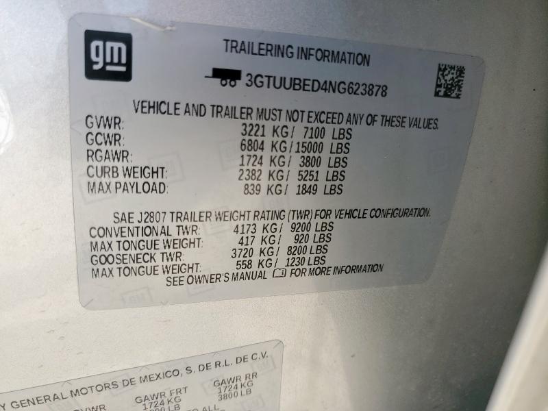 2022 GMC SIERRA K15 3GTUUBED4NG623878