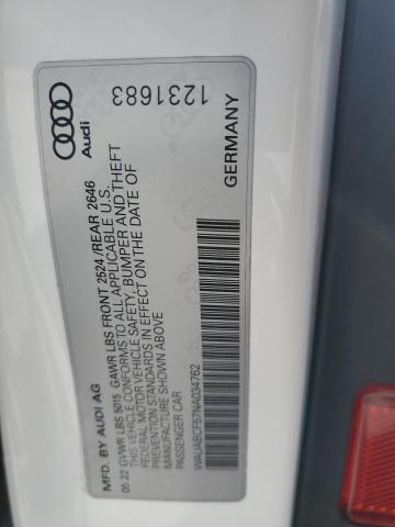 2022 AUDI A5 PREMIUM WAUABCF57NA034762