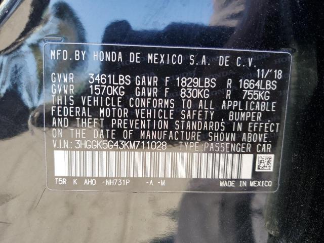2019 HONDA FIT LX 3HGGK5G43KM711028