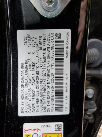 2022 HONDA CIVIC TOURING 2HGFE1F90NH325629