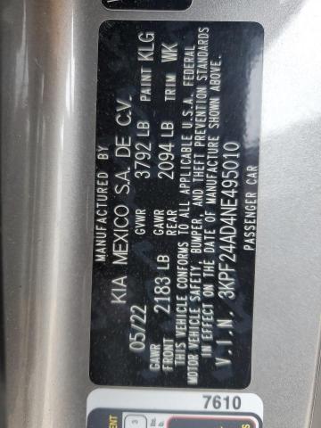 2022 KIA FORTE FE 3KPF24AD4NE495010