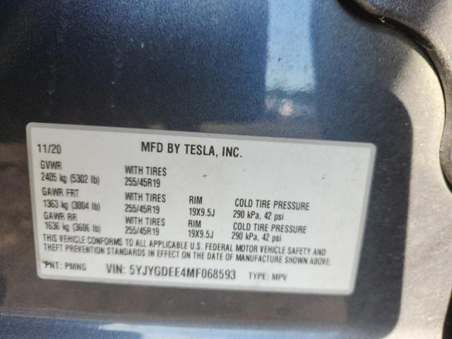 2021 TESLA MODEL Y 5YJYGDEE4MF068593
