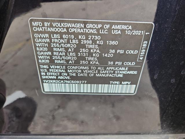 2022 VOLKSWAGEN ATLAS SE 1V2KR2CA7NC509277
