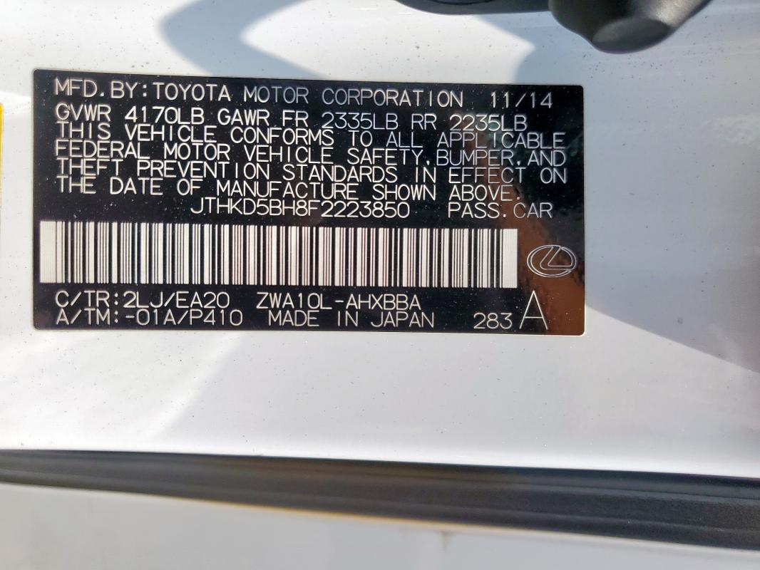2015 LEXUS CT 200 JTHKD5BH8F2223850