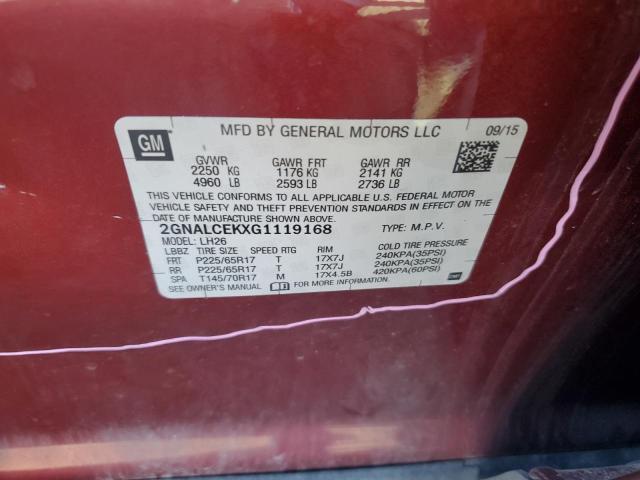 2016 CHEVROLET EQUINOX LT 2GNALCEKXG1119168