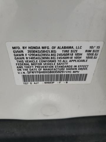 2016 HONDA PILOT EXL - 5FNYF6H8XGB035929