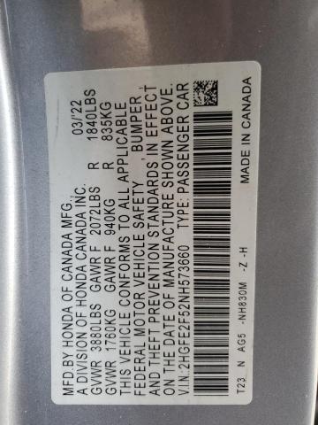 2022 HONDA CIVIC SPOR 2HGFE2F52NH573660