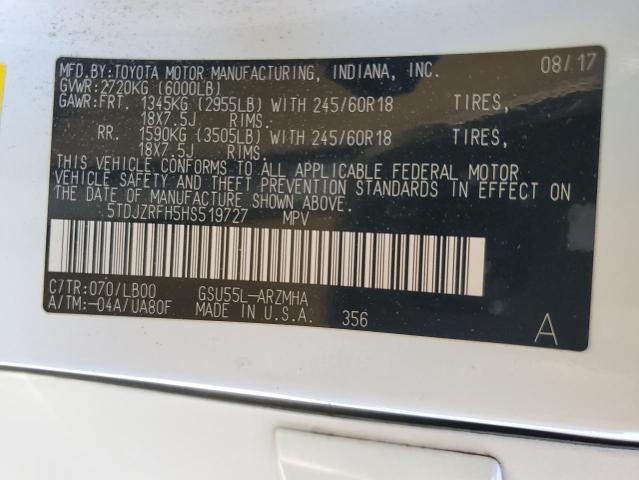 2017 TOYOTA HIGHLANDER SE 5TDJZRFH5HS519727