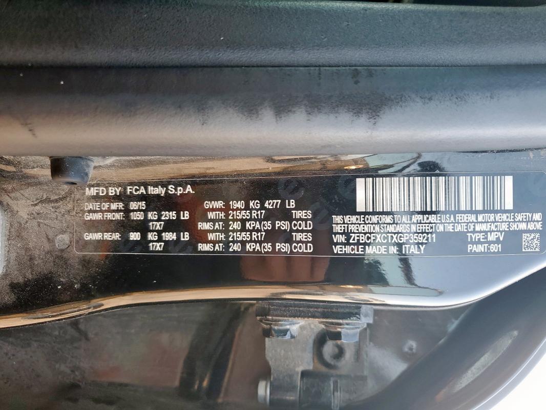 2016 FIAT 500X TREKK ZFBCFXCTXGP359211
