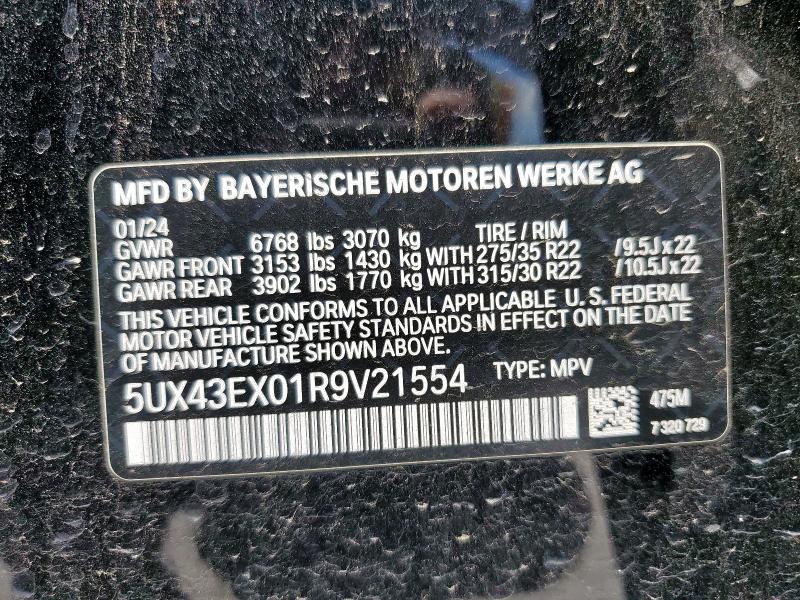 2024 BMW X6 M60I 5UX43EX01R9V21554