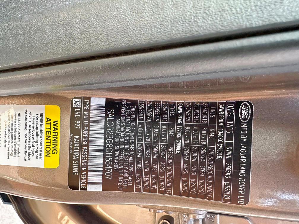 2016 LAND ROVER DISCOVERY SALCR2BG8GH554707