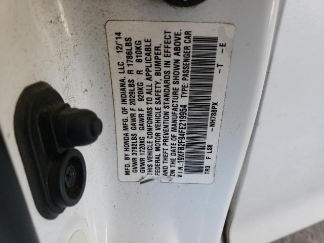 2015 HONDA CIVIC EXL 19XFB2F94FE219954