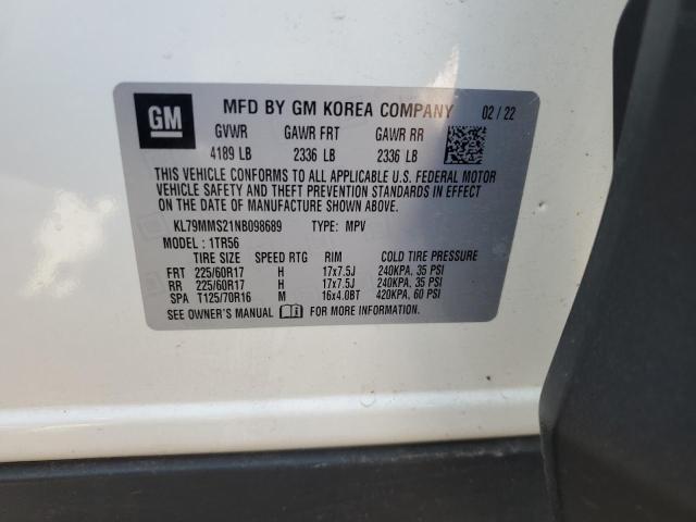 2022 CHEVROLET TRAILBLAZE KL79MMS21NB098689