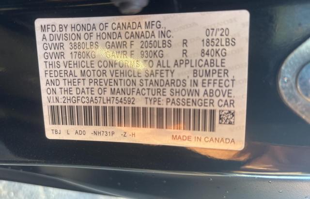 2020 HONDA CIVIC SI 2HGFC3A57LH754592