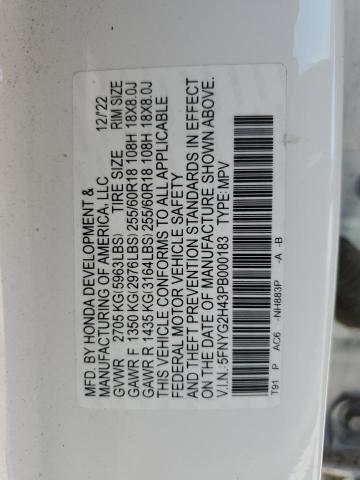 2023 HONDA PILOT EXL 5FNYG2H43PB000183