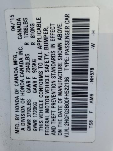 2015 HONDA CIVIC EXL 2HGFG3B00FH522136