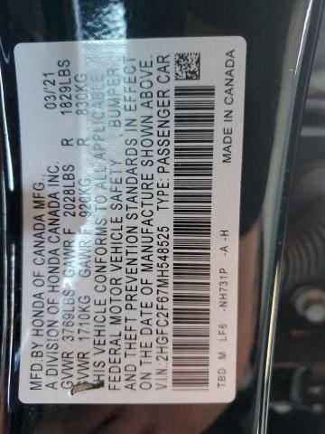 2021 HONDA CIVIC LX - 2HGFC2F67MH548525