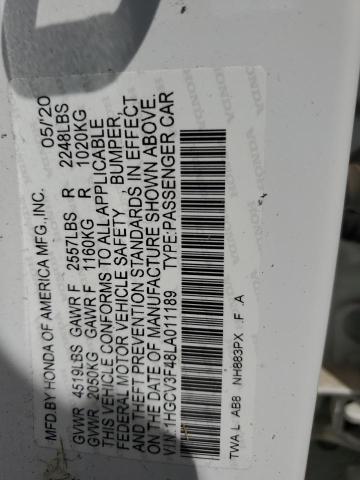 2020 HONDA ACCORD HYBRID EX 1HGCV3F48LA011189