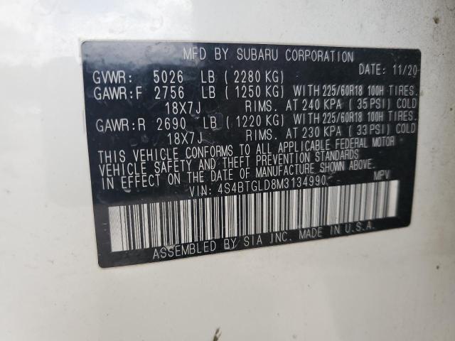 2021 SUBARU OUTBACK ON 4S4BTGLD8M3134990