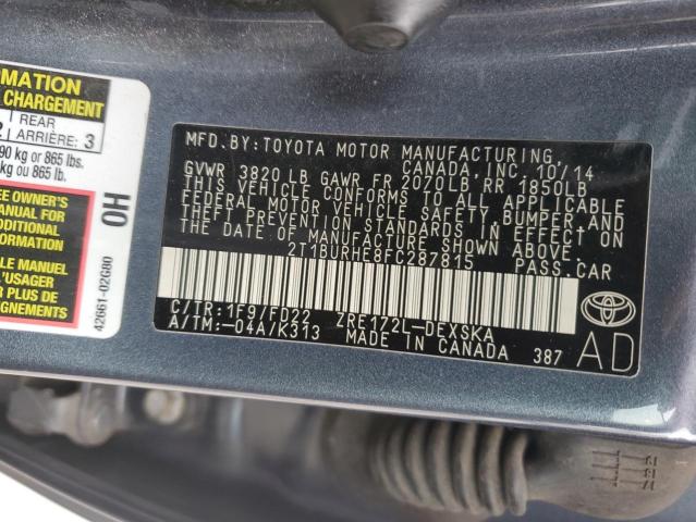 2015 TOYOTA COROLLA L 2T1BURHE8FC287815