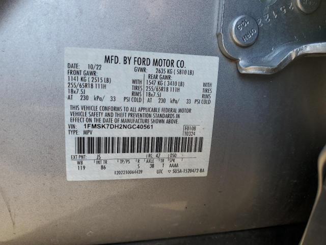 2022 FORD EXPLORER XLT #3287685040