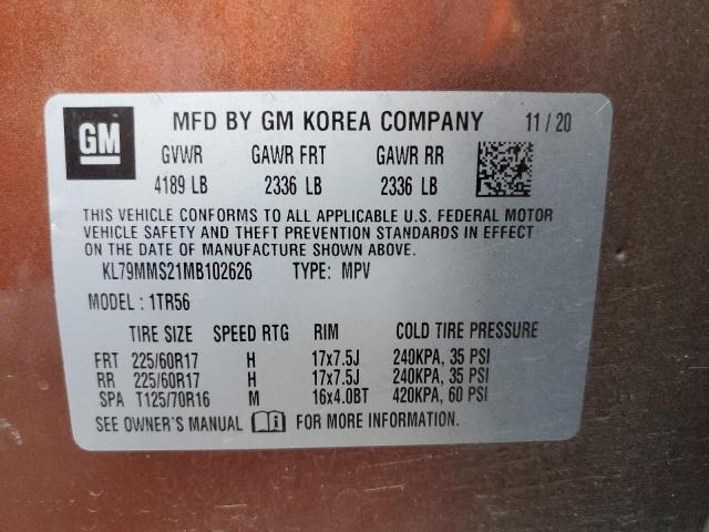 2021 CHEVROLET TRAILBLAZER LS KL79MMS21MB102626