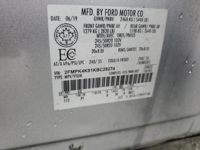 2019 FORD EDGE TITAN 2FMPK4K91KBC28274