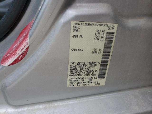 2019 NISSAN ALTIMA SV - 1N4BL4DV5KC111941