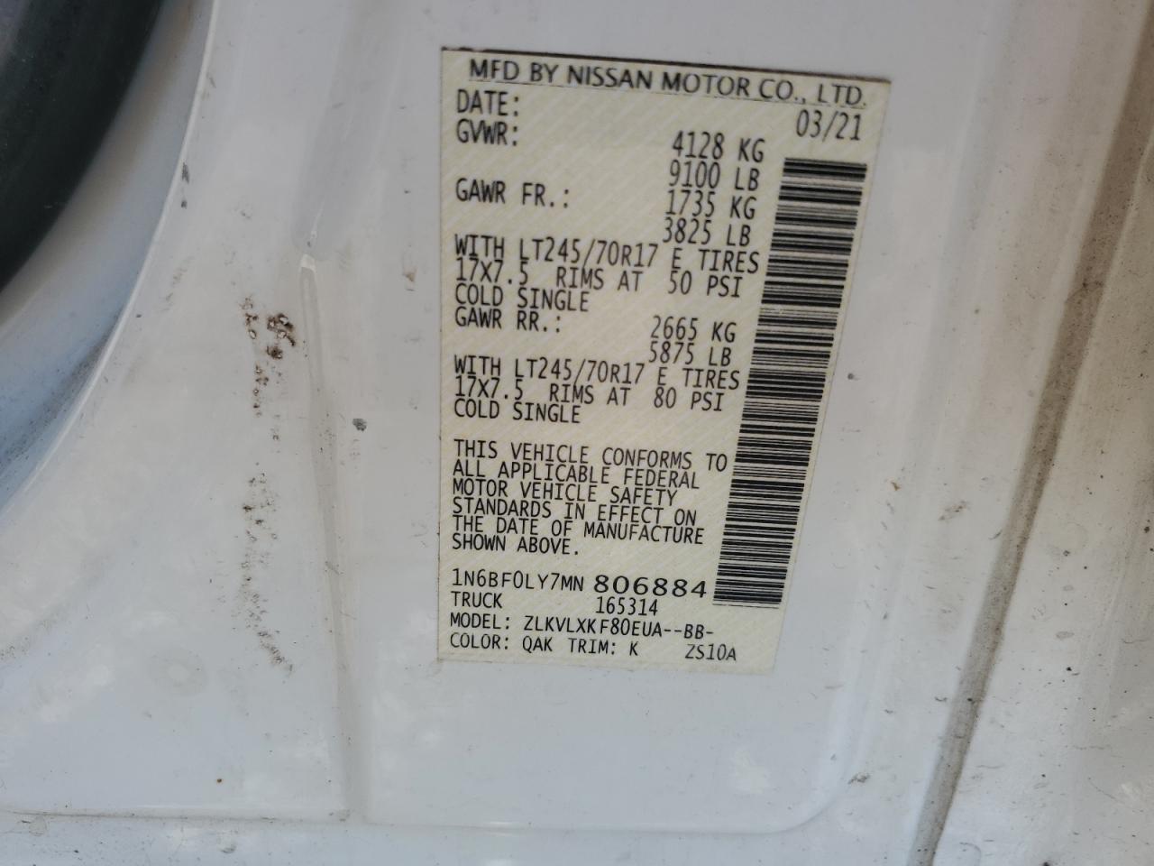 NISSAN NV2500 2500 S