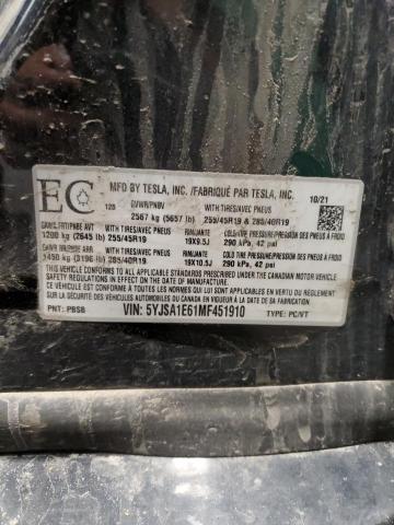 2021 TESLA MODEL S 5YJSA1E61MF451910