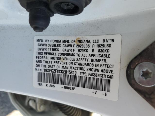 2019 HONDA CIVIC SPORT 19XFC2F8XKE015819