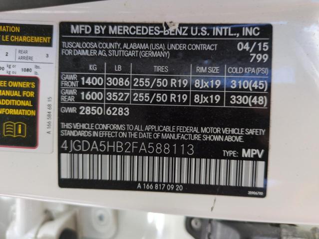 2015 MERCEDES-BENZ ML 350 4MA - 4JGDA5HB2FA588113