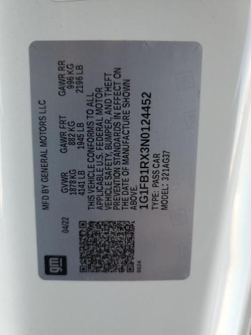 2022 CHEVROLET CAMARO LS 1G1FB1RX3N0124452