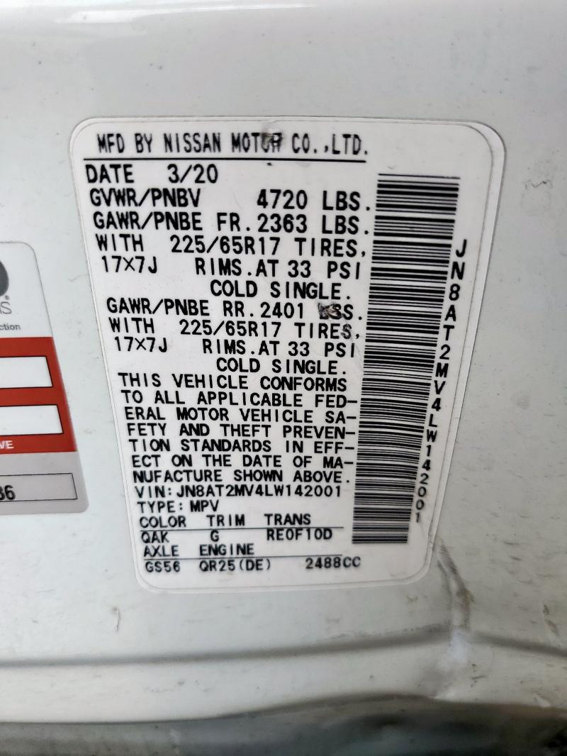 2020 NISSAN ROGUE S JN8AT2MV4LW142001