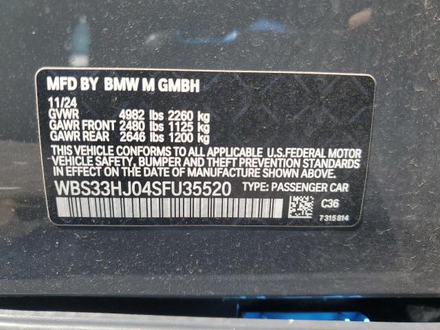 2025 BMW M3 COMPETI WBS33HJ04SFU35520