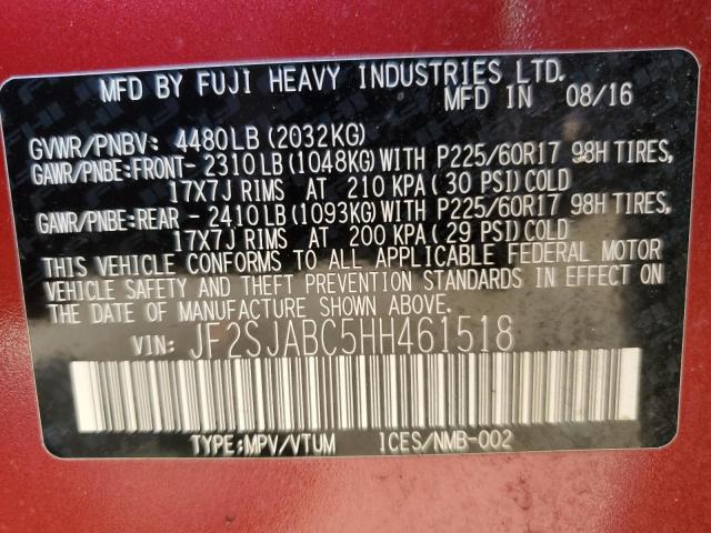 2017 SUBARU FORESTER 2 JF2SJABC5HH461518