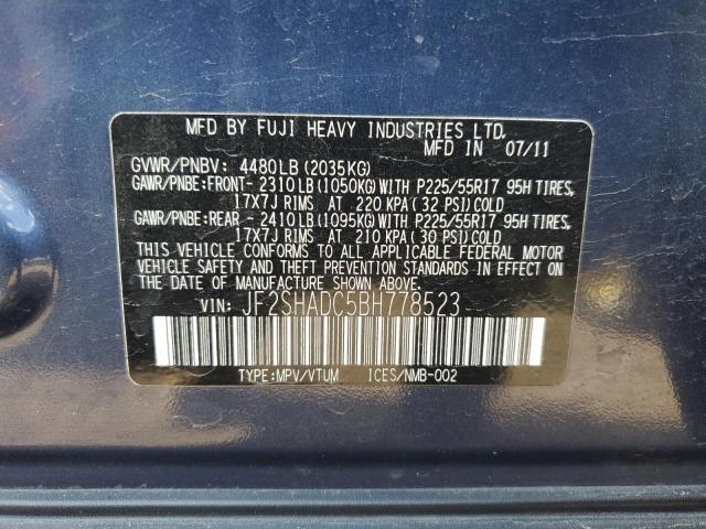 2011 SUBARU FORESTER 2 - JF2SHADC5BH778523