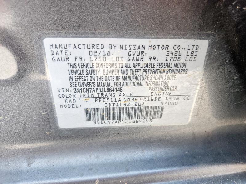 2018 NISSAN VERSA S 3N1CN7AP1JL864145